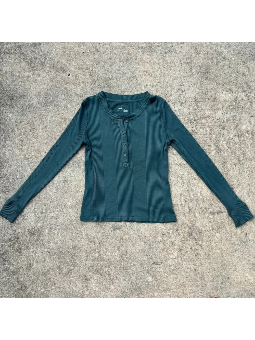 Aerie Teal Half-Button Henley